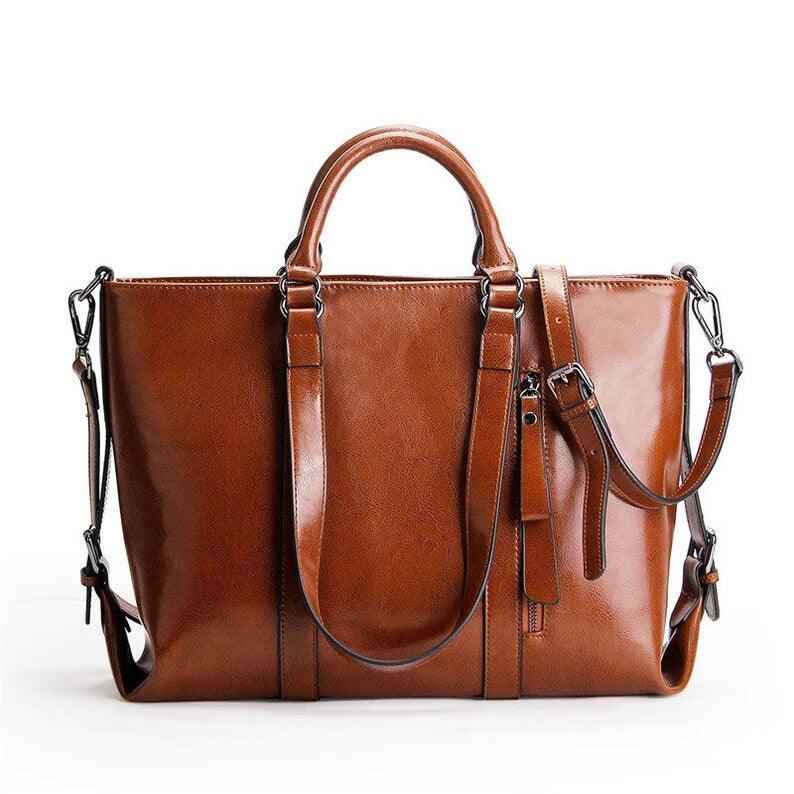 Ladies Messenger Bag Real Brown Leather