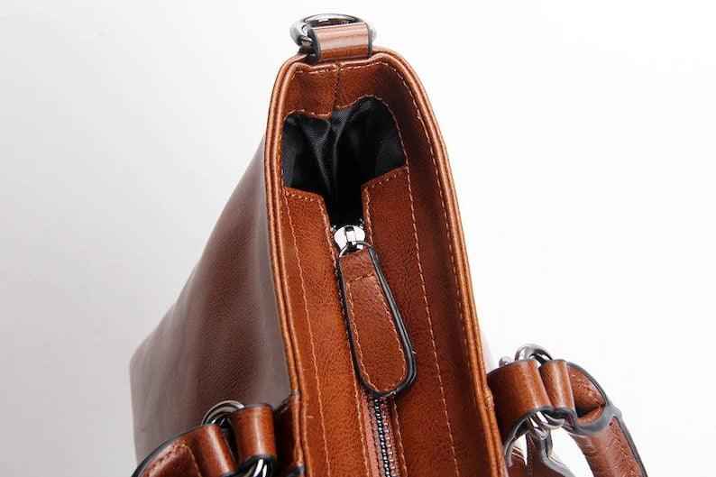 Ladies Messenger Bag Real Brown Leather