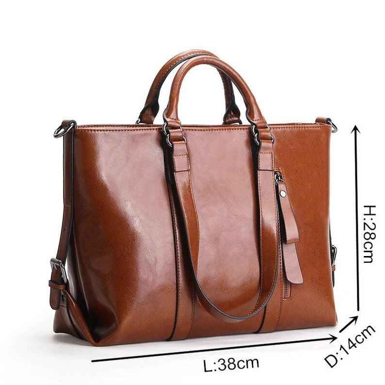 Ladies Messenger Bag Real Brown Leather