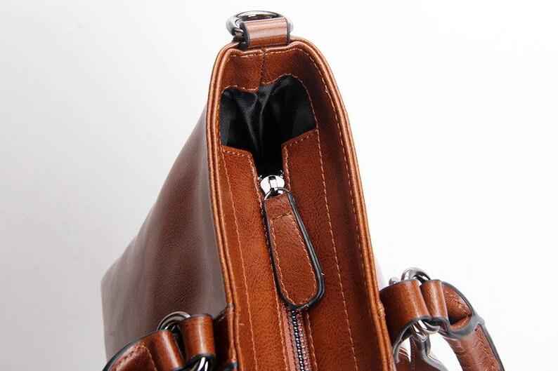 Ladies Messenger Bag Real Brown Leather