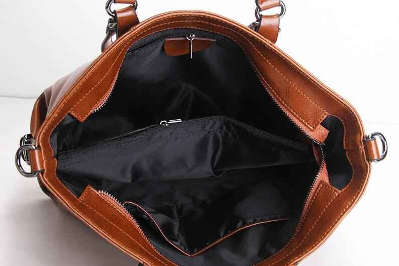 Ladies Messenger Bag Real Brown Leather