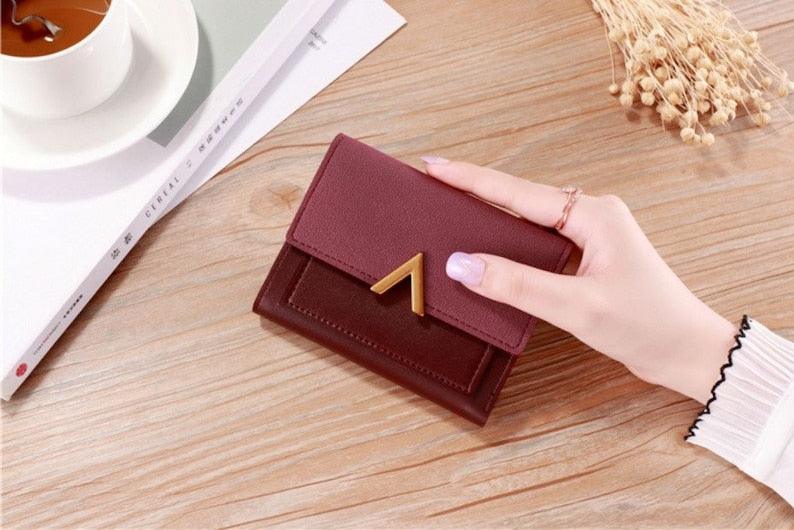 Fashion Ladies Short Wallet Tri-fold Wallet Color Wallet Coin Purse Card Holder - Leather Shop Factory