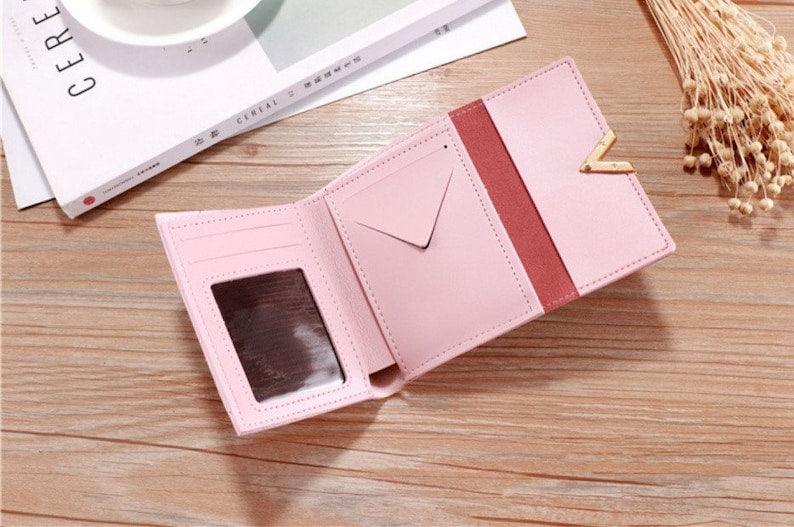 Fashion Ladies Short Wallet Tri-fold Wallet Color Wallet Coin Purse Card Holder - Leather Shop Factory
