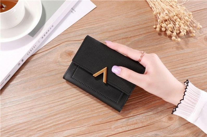 Fashion Ladies Short Wallet Tri-fold Wallet Color Wallet Coin Purse Card Holder - Leather Shop Factory