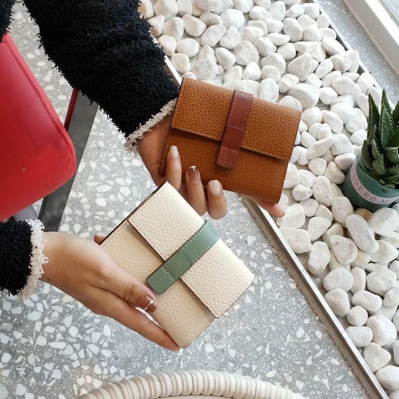 Leather short contrast wallet fashion - Leather Shop Factory