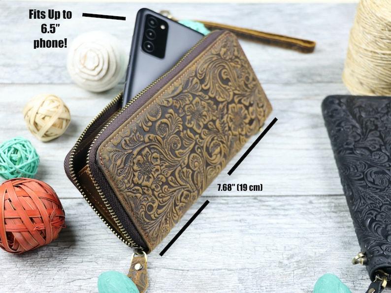 Floral Elegance Distressed Wallet - Leather Shop Factory