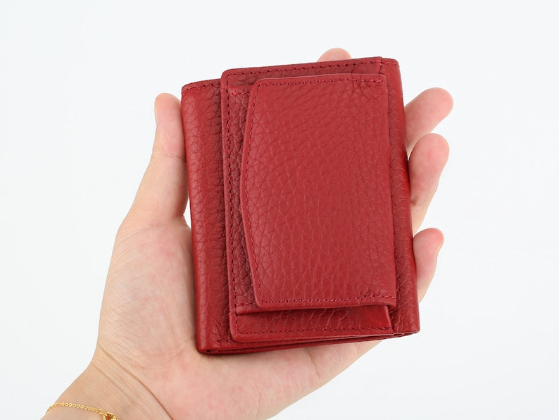 Small Mini Leather Wallet for Women with RFID Blocking Trifold Purse Credit Card Holder Coin Pocket, Envelope Leather Wallet for Her Cute