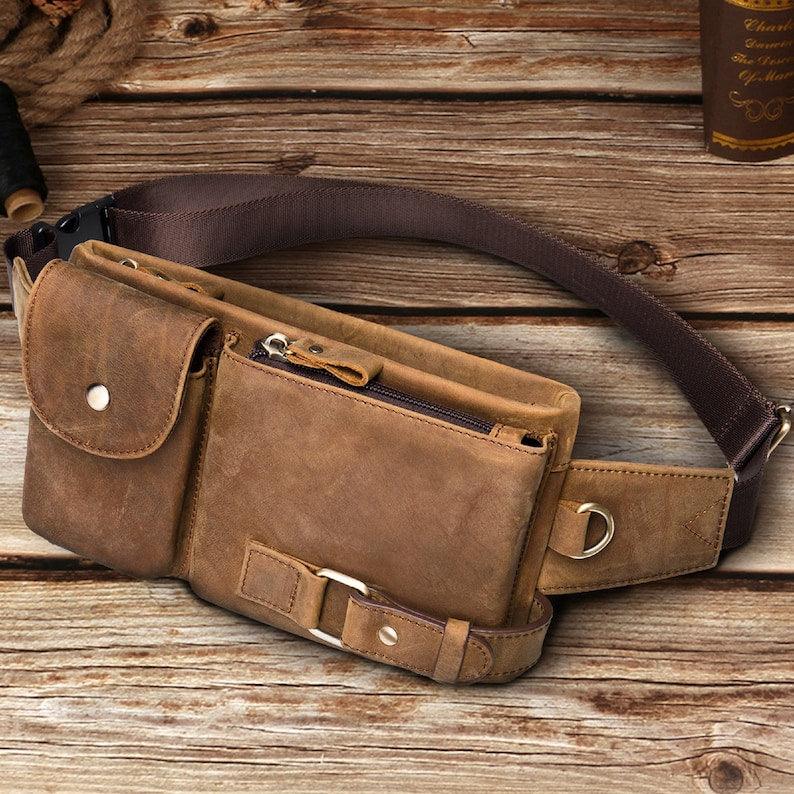Travel Sling Bag Portable with Large Capacity for Business Gift for Him - Leather Shop Factory