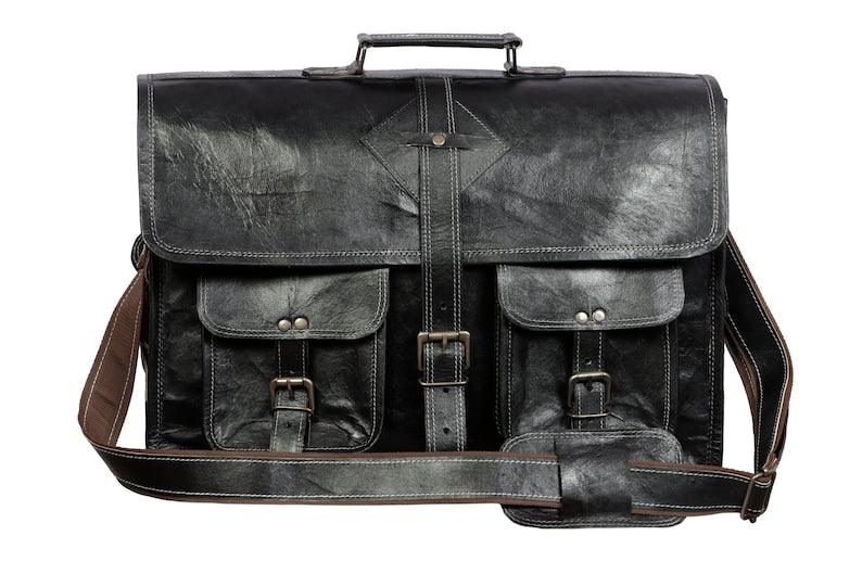 Black Leather Messenger Bag - Leather Shop Factory