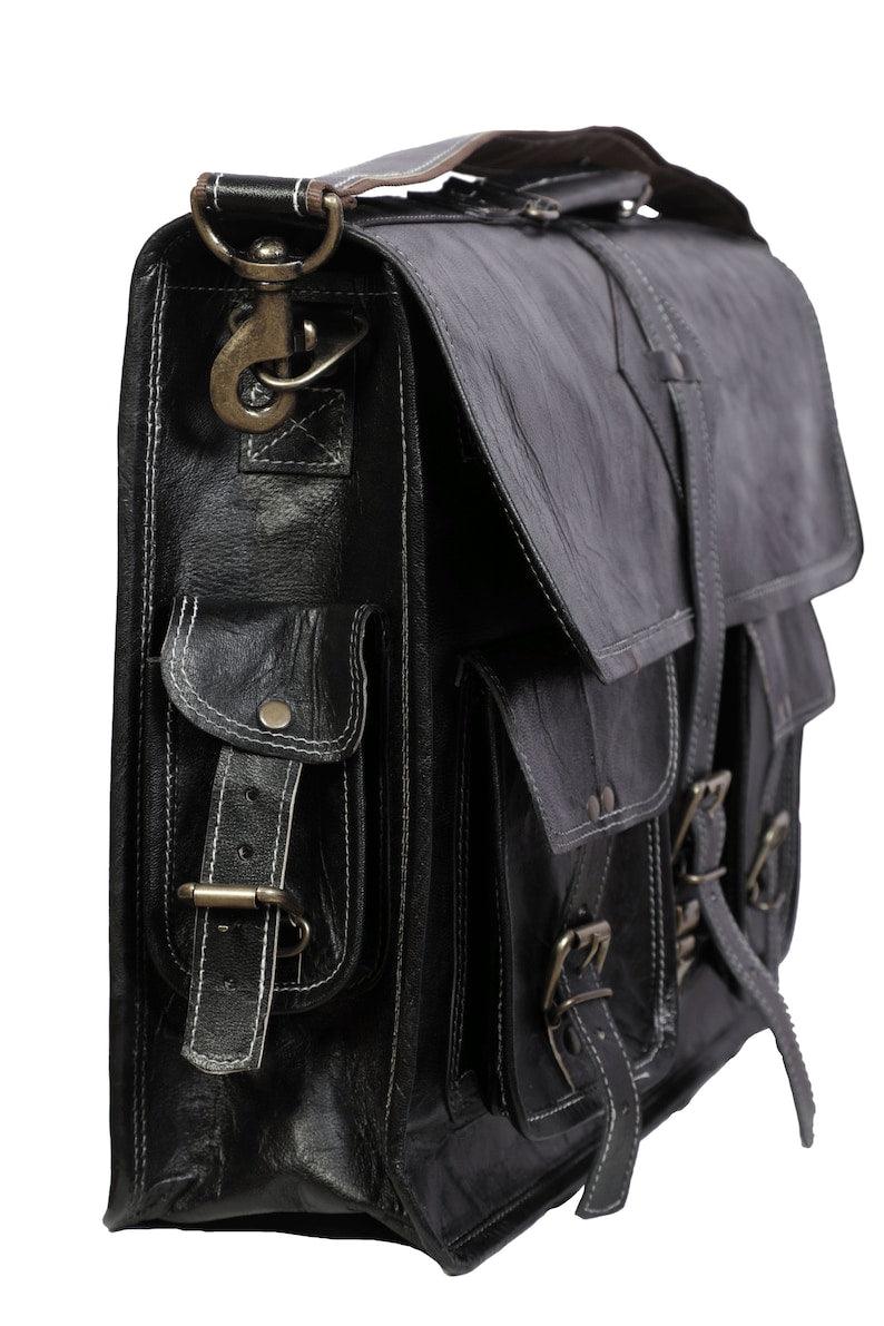 Black Leather Messenger Bag - Leather Shop Factory