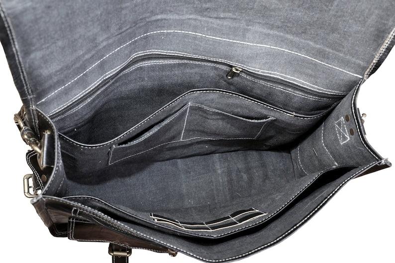 Black Leather Messenger Bag - Leather Shop Factory
