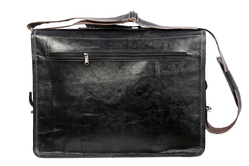 Black Leather Messenger Bag - Leather Shop Factory