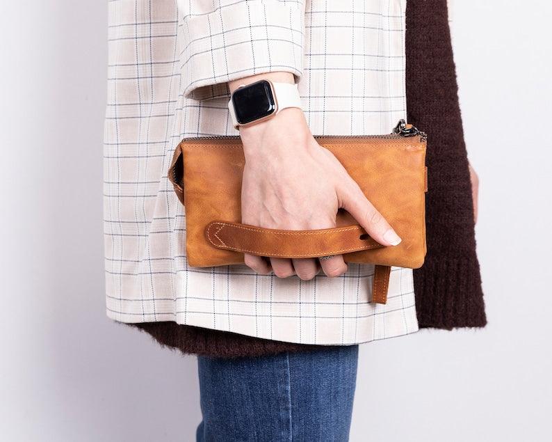 Elegant Leather Wristlet Wallet - Leather Shop Factory