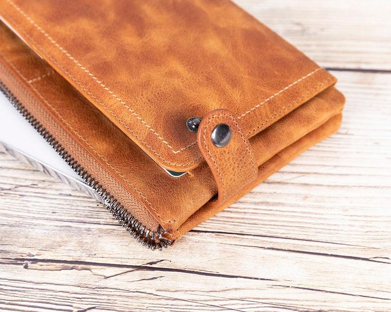 Elegant Leather Wristlet Wallet - Leather Shop Factory