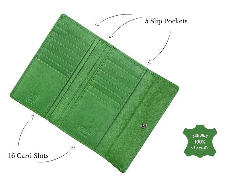 Leather Clutch Trifold Wallet, Wallet For Women With Coin Pocket Wallet - Leather Shop Factory