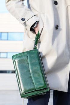 Green leather clutch - Leather Shop Factory