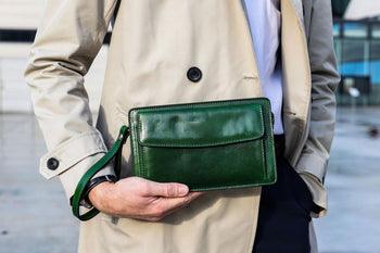 Green leather clutch - Leather Shop Factory