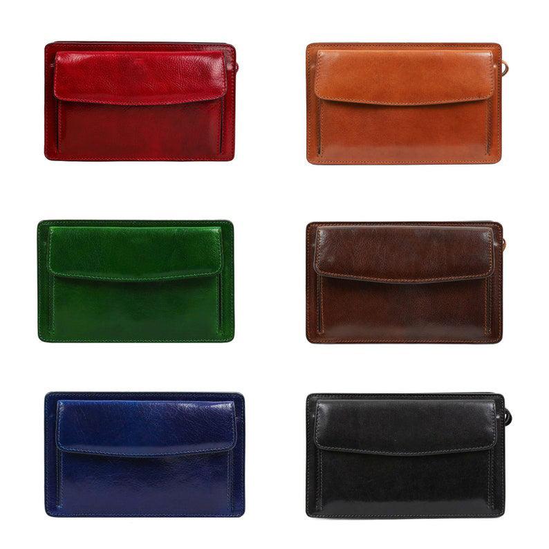 Green leather clutch - Leather Shop Factory