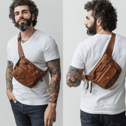 Men's Soft Distressed Leather Sling Bag - Leather Shop Factory