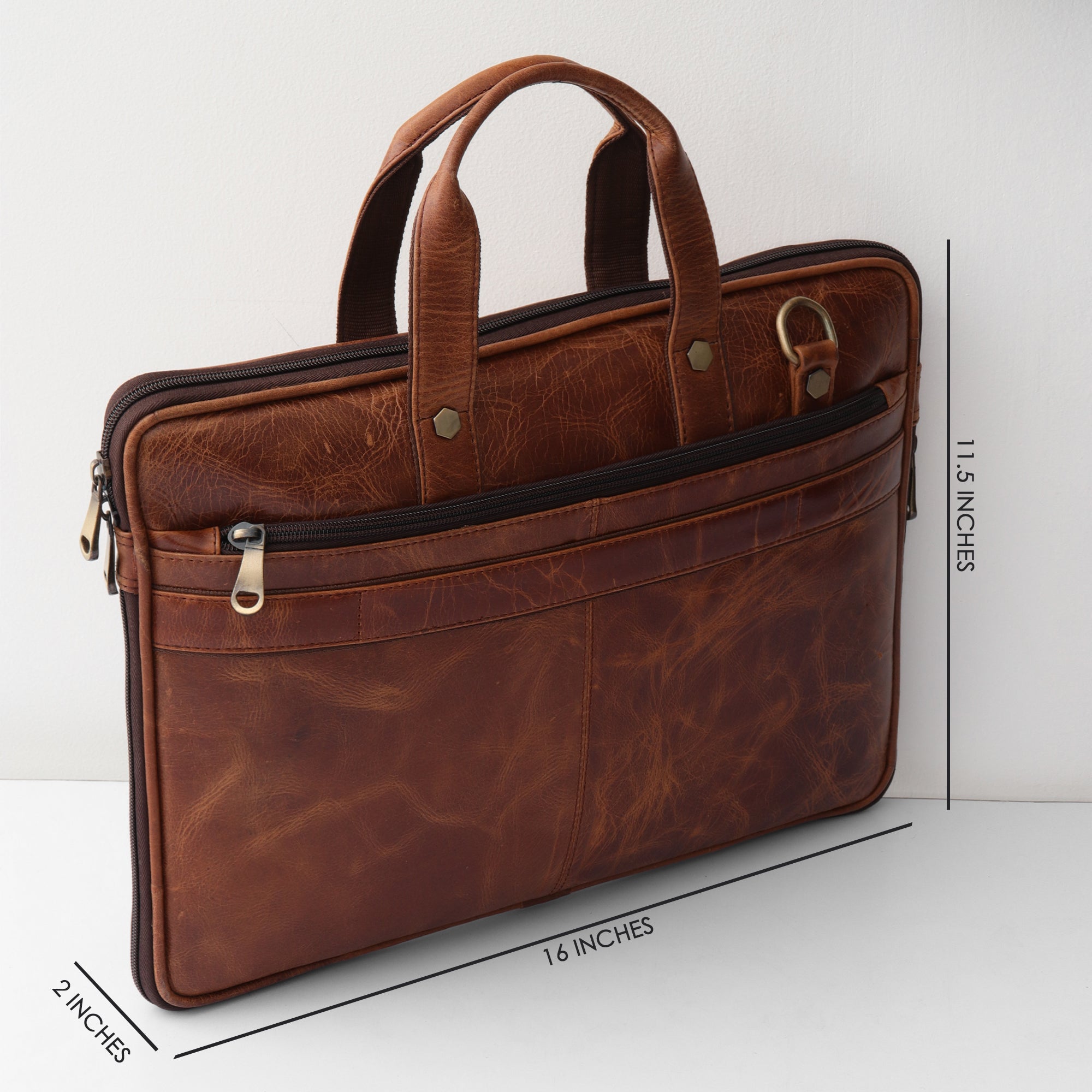 The Heritage Leather Laptop Briefcase - Aged Cognac