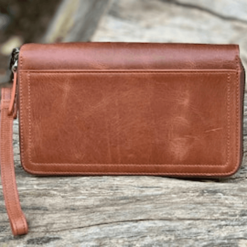 India-Made Luxury Double Zip Around Leather Wallet - Leather Shop Factory
