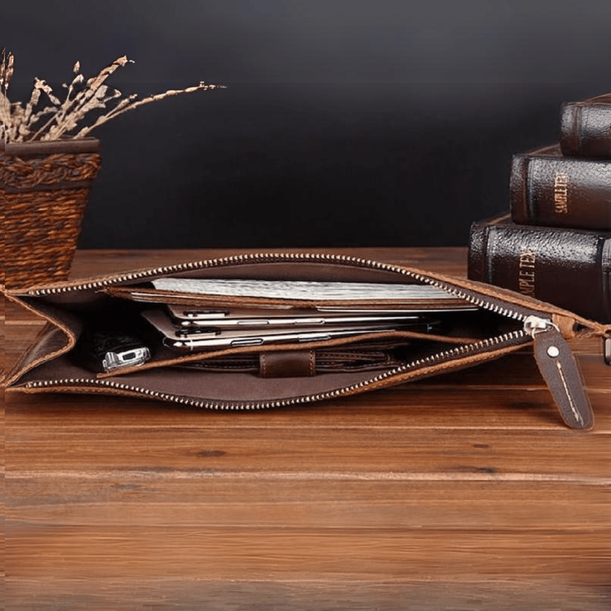 Leather clutch for men mens organizer - Leather Shop Factory