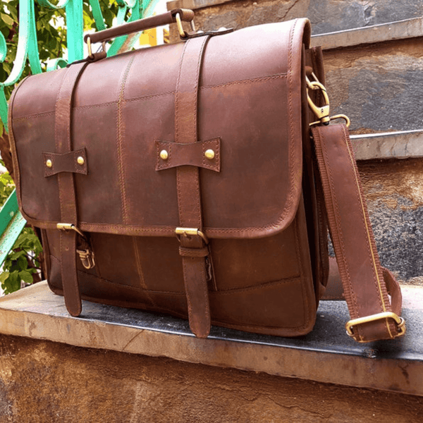 Vintage Rustic Messenger - Handcrafted in India - Leather Shop Factory