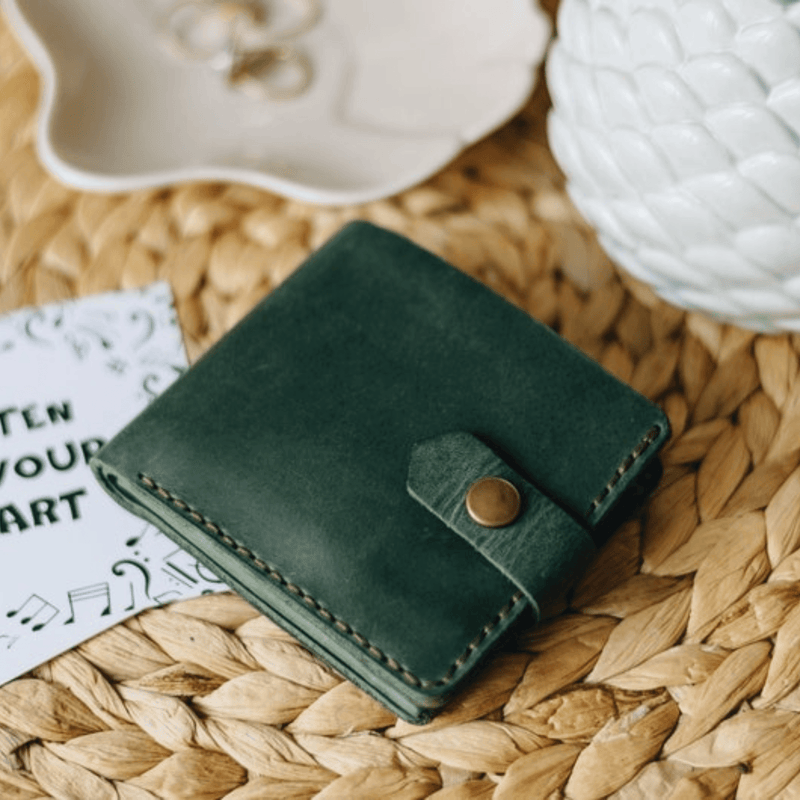 Custom wallet women small 3rd anniversary gift for her - Leather Shop Factory