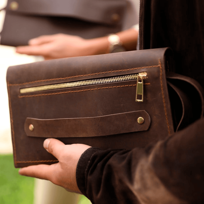 Unisex Clutch with handle - Leather Shop Factory