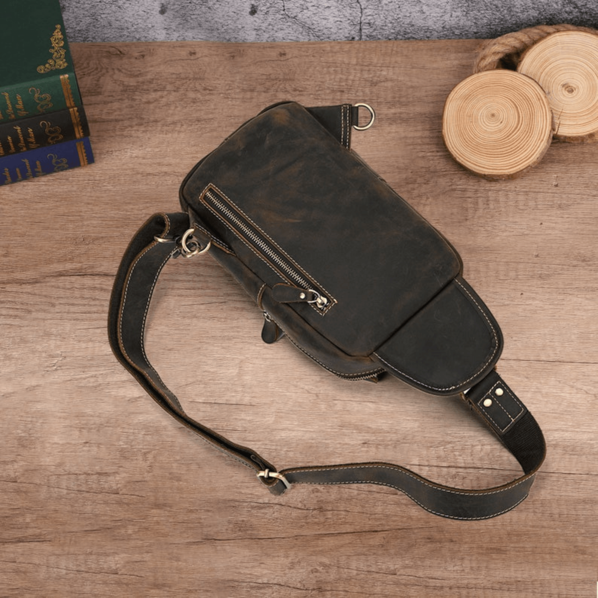 Genuine Leather Sling Backpack Summer look backpack Shoulder Chest Bag Crossbody - Leather Shop Factory