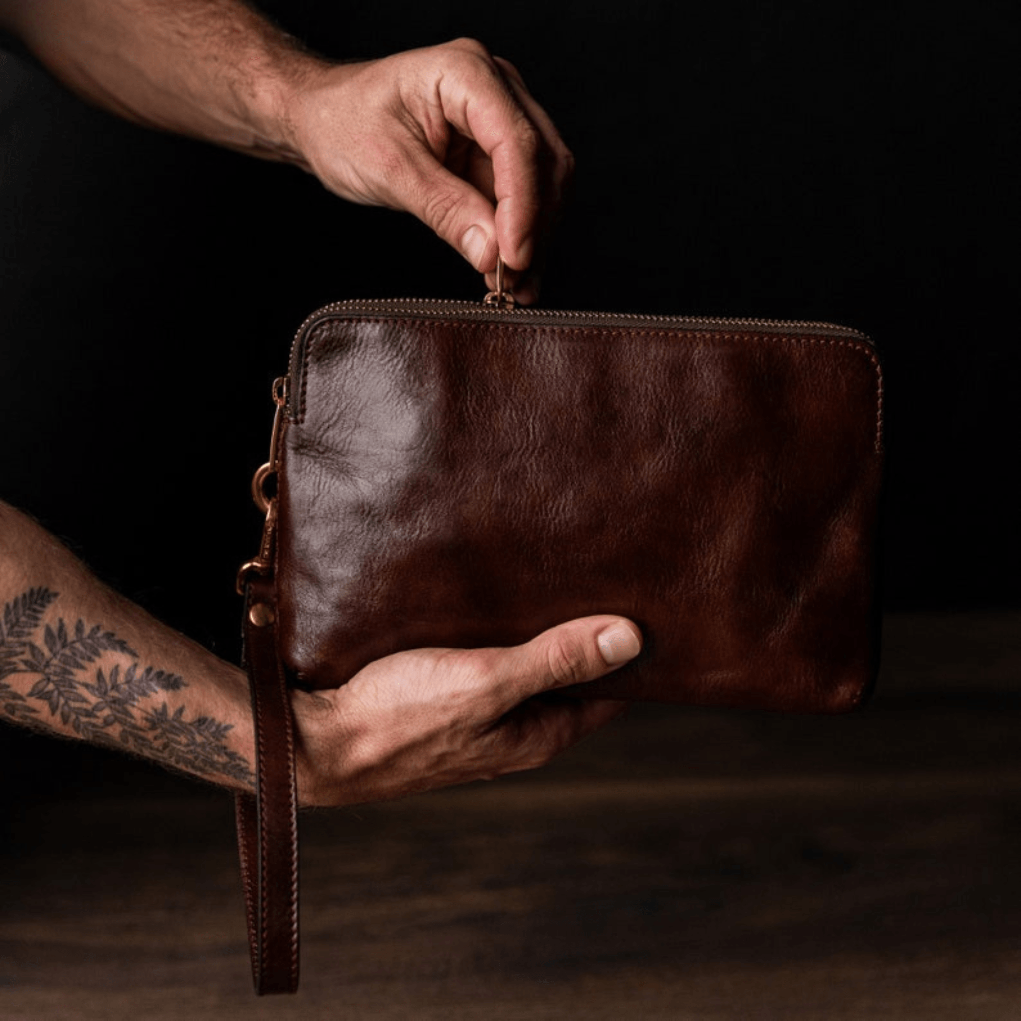 Brown Leather Clutch for Men - Leather Shop Factory