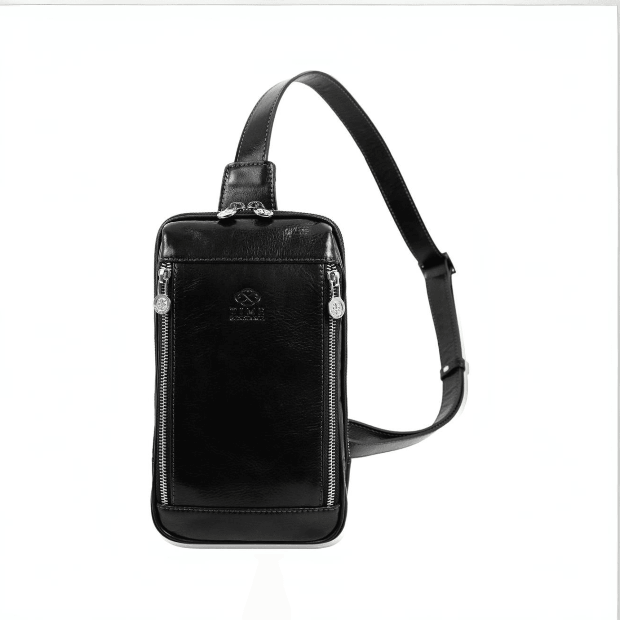 Black Leather Sling Bag for Him - Leather Shop Factory