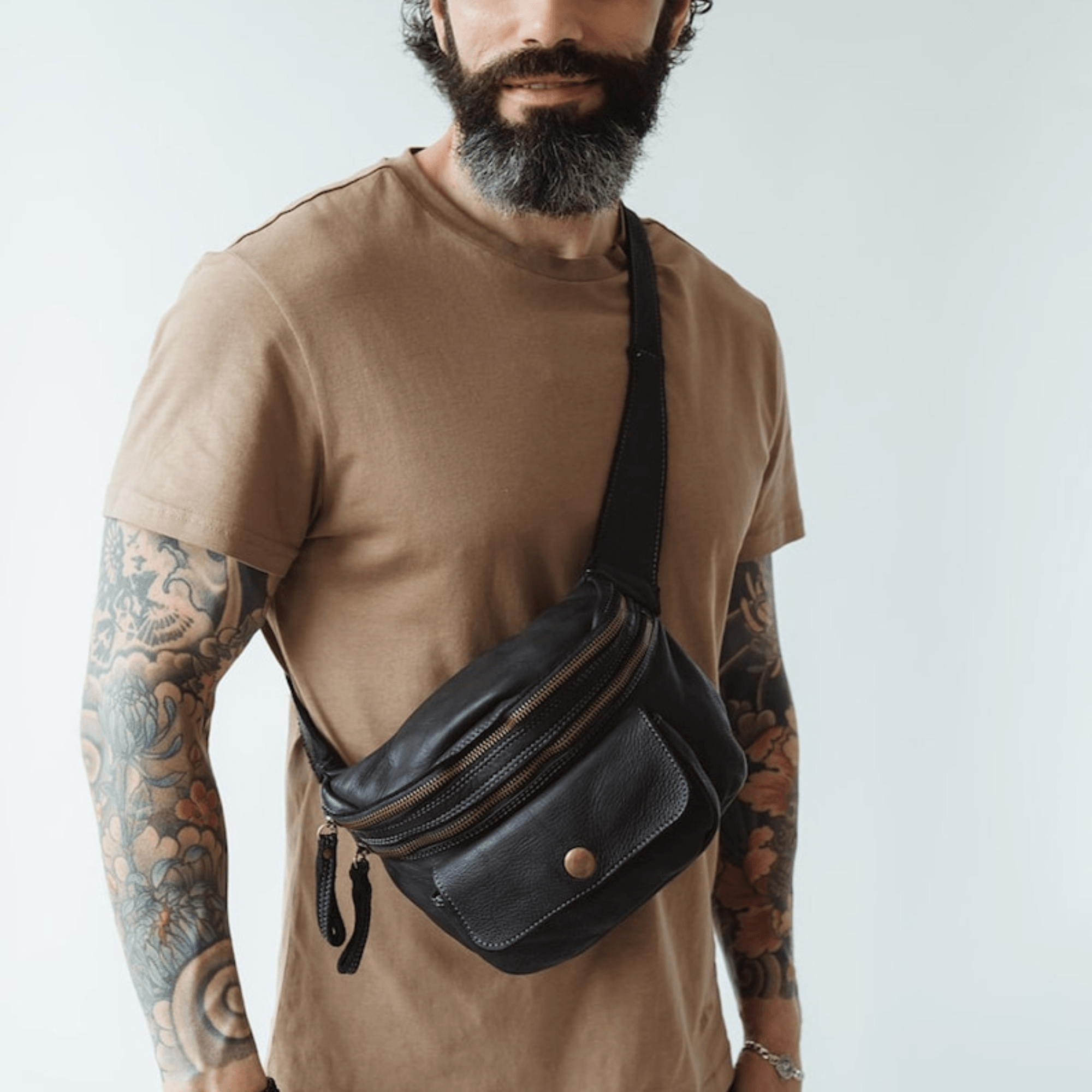 Men's Soft Distressed Leather Sling Bag - Leather Shop Factory