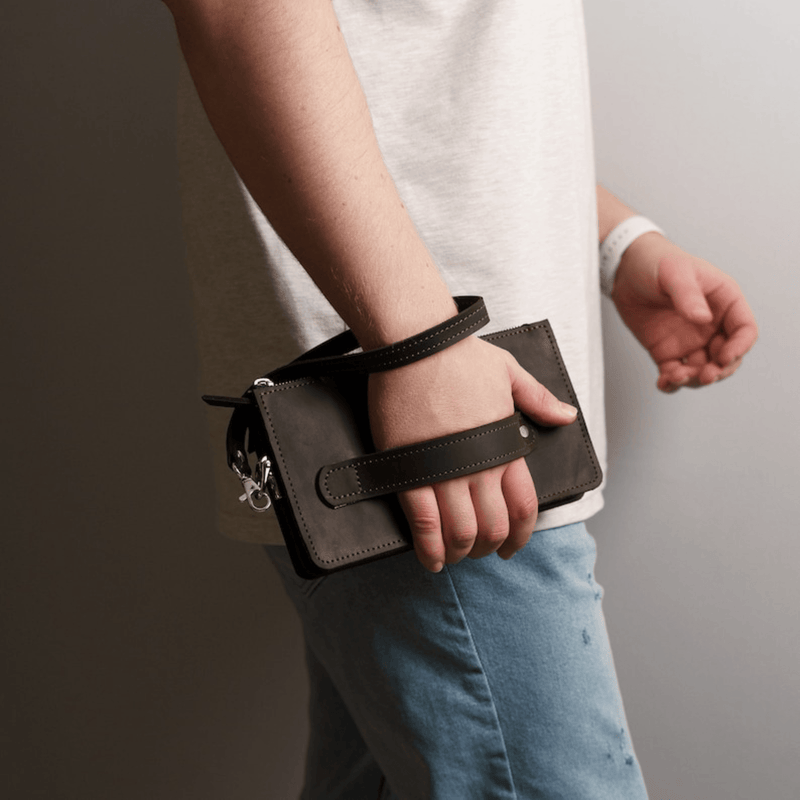 Leather wristlet walletmen clutch - Leather Shop Factory