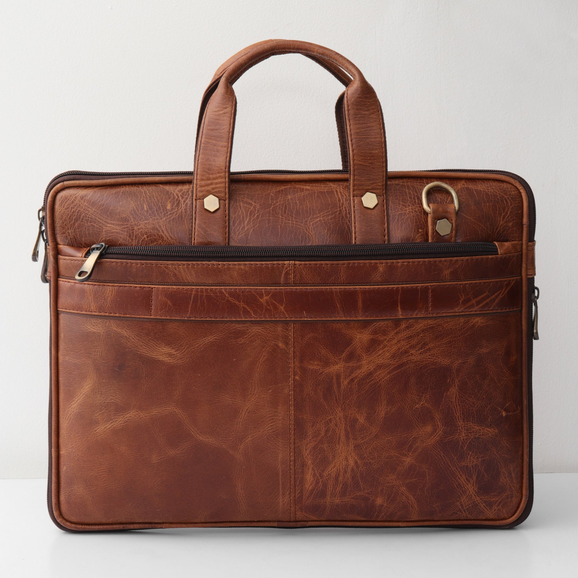 The Heritage Leather Laptop Briefcase - Aged Cognac