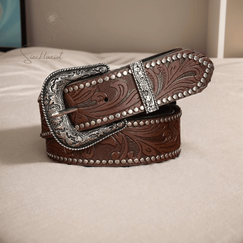 Men's Handcrafted Western Cowboy Leather Belt - Leather Shop Factory