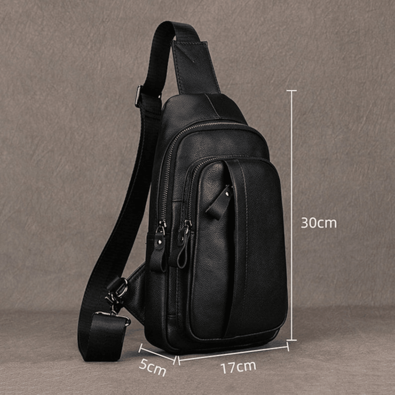 Black Large Capacity Casual Sling Bag - Leather Shop Factory