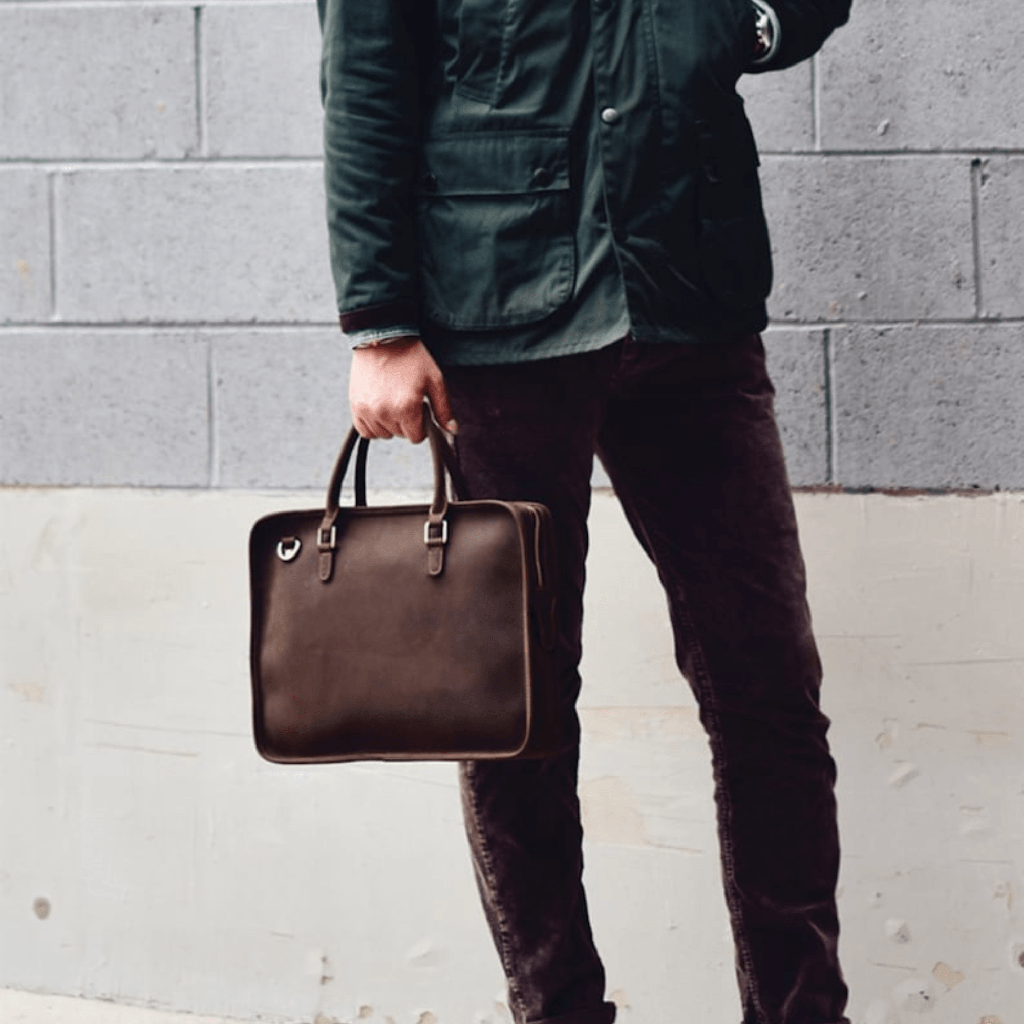 Dark Brown Leather Briefcase - Leather Shop Factory