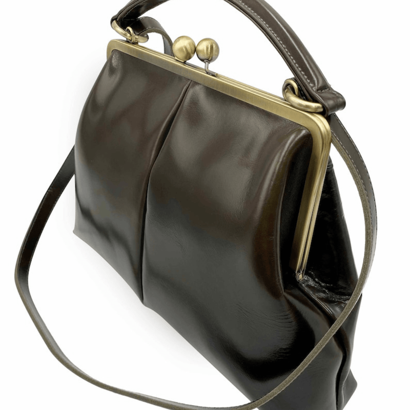 Buy Kiss Lock Closure Handbag, Medium Size Leather Kiss Lock Frame Bag With  Multiple Shoulder Strap Options, Vintage Style Leather Shoulder Bag Online  in India - Etsy