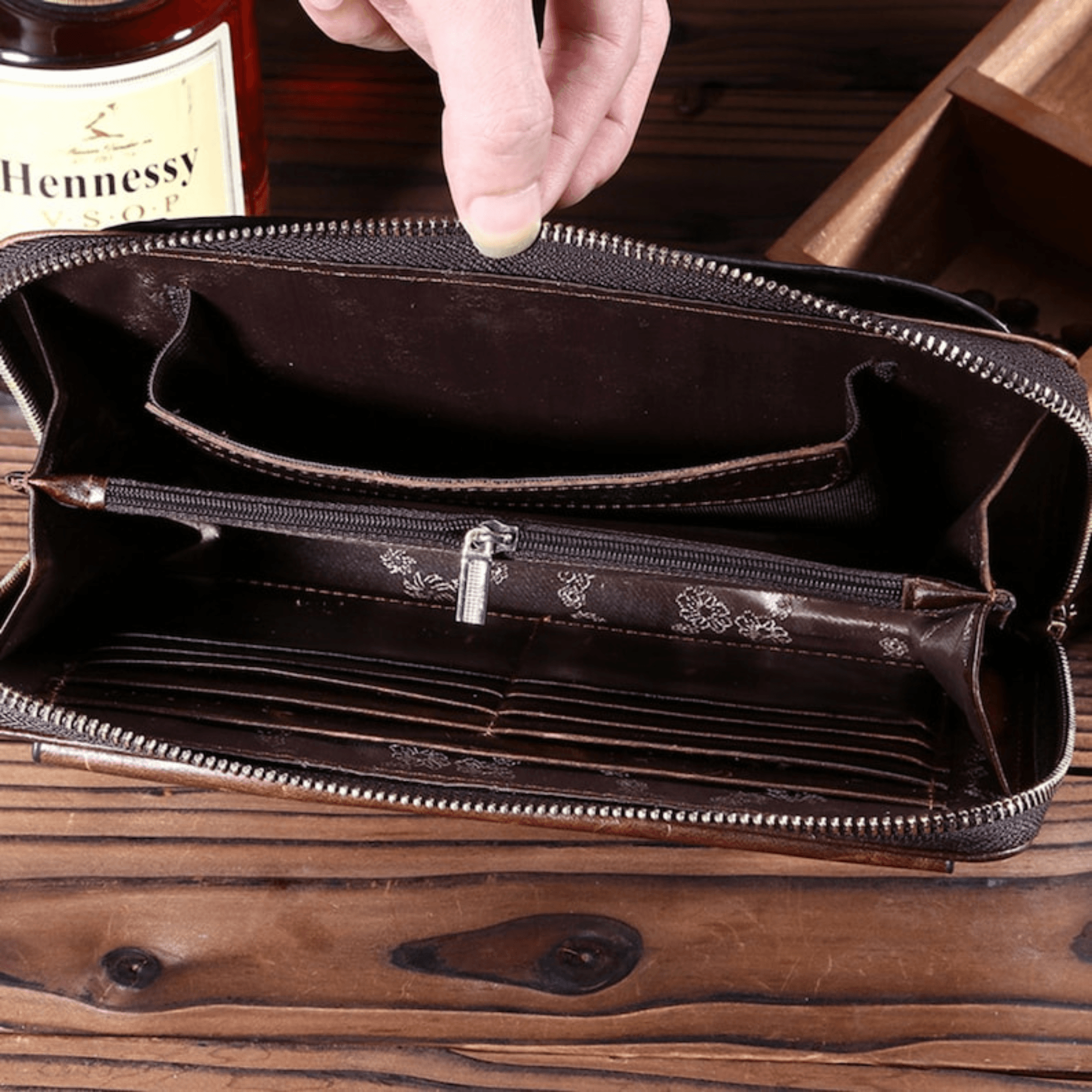 Men Clutch Bag Vintage oil wax leather men's long wallet - Leather Shop Factory