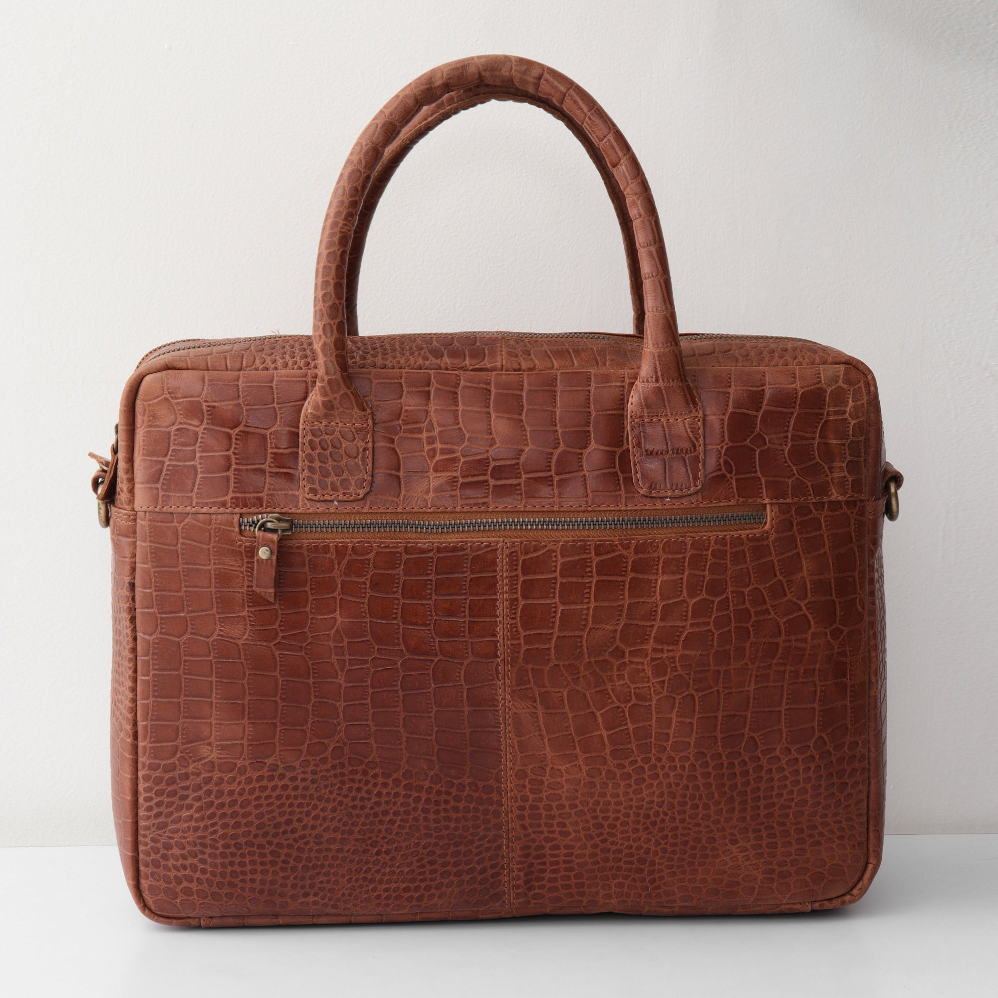 The Manhattan Croc-Embossed Leather Laptop Bag