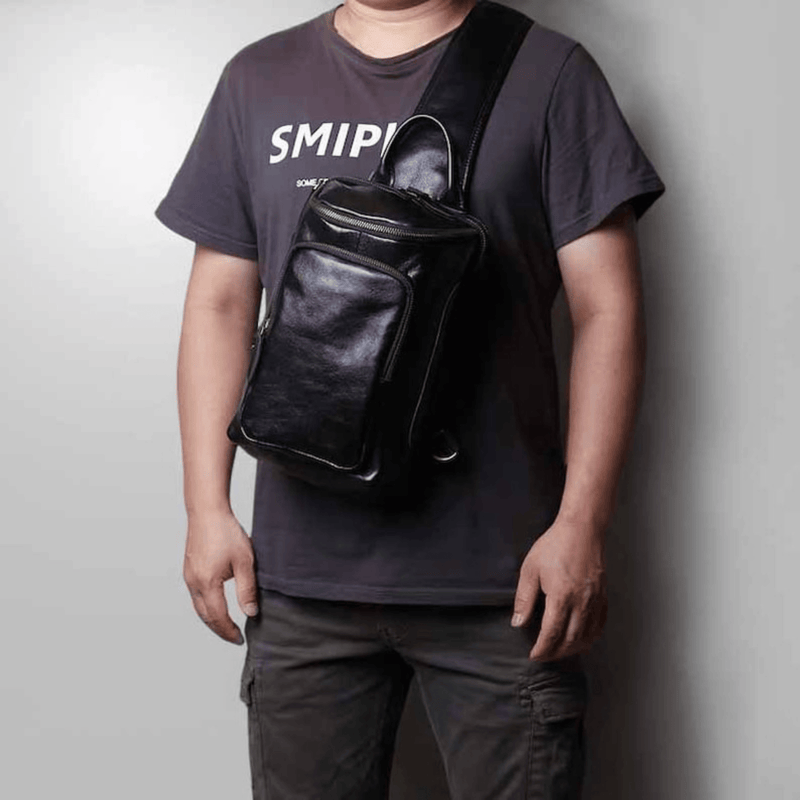 Leather sling bag for men - Leather Shop Factory