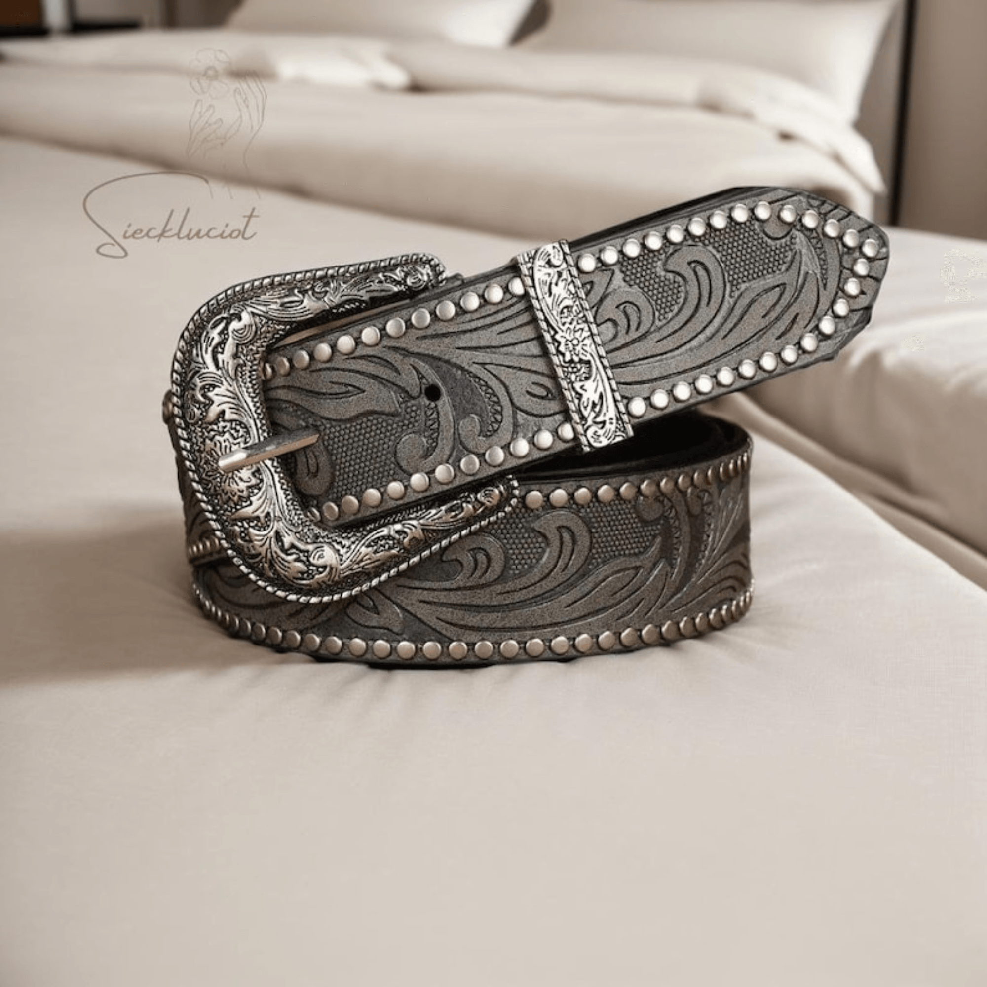 Men's Handcrafted Western Cowboy Leather Belt - Leather Shop Factory