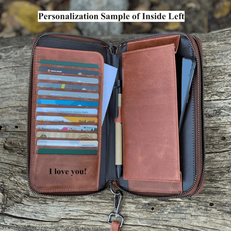 India-Made Luxury Double Zip Around Leather Wallet - Leather Shop Factory