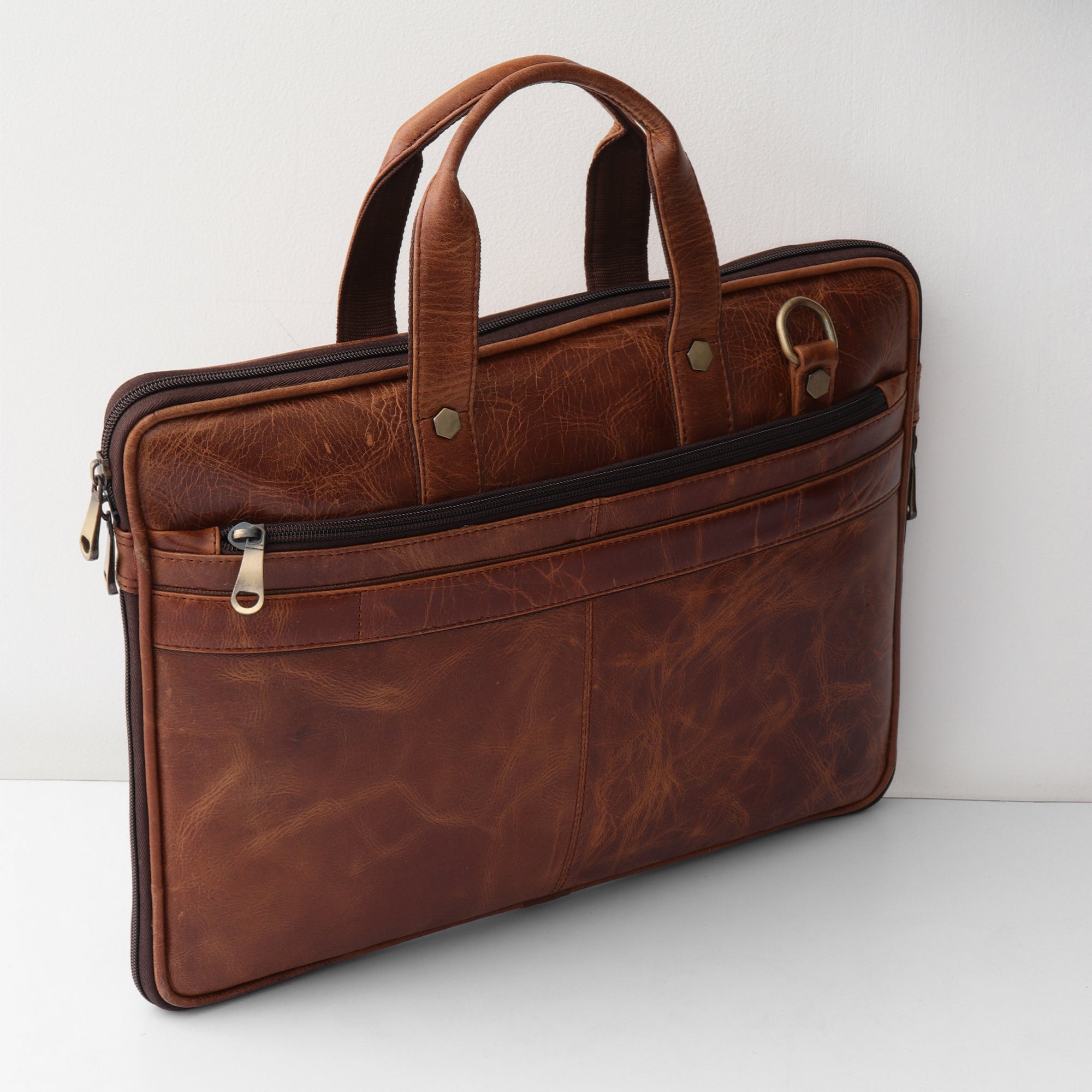 The Heritage Leather Laptop Briefcase - Aged Cognac