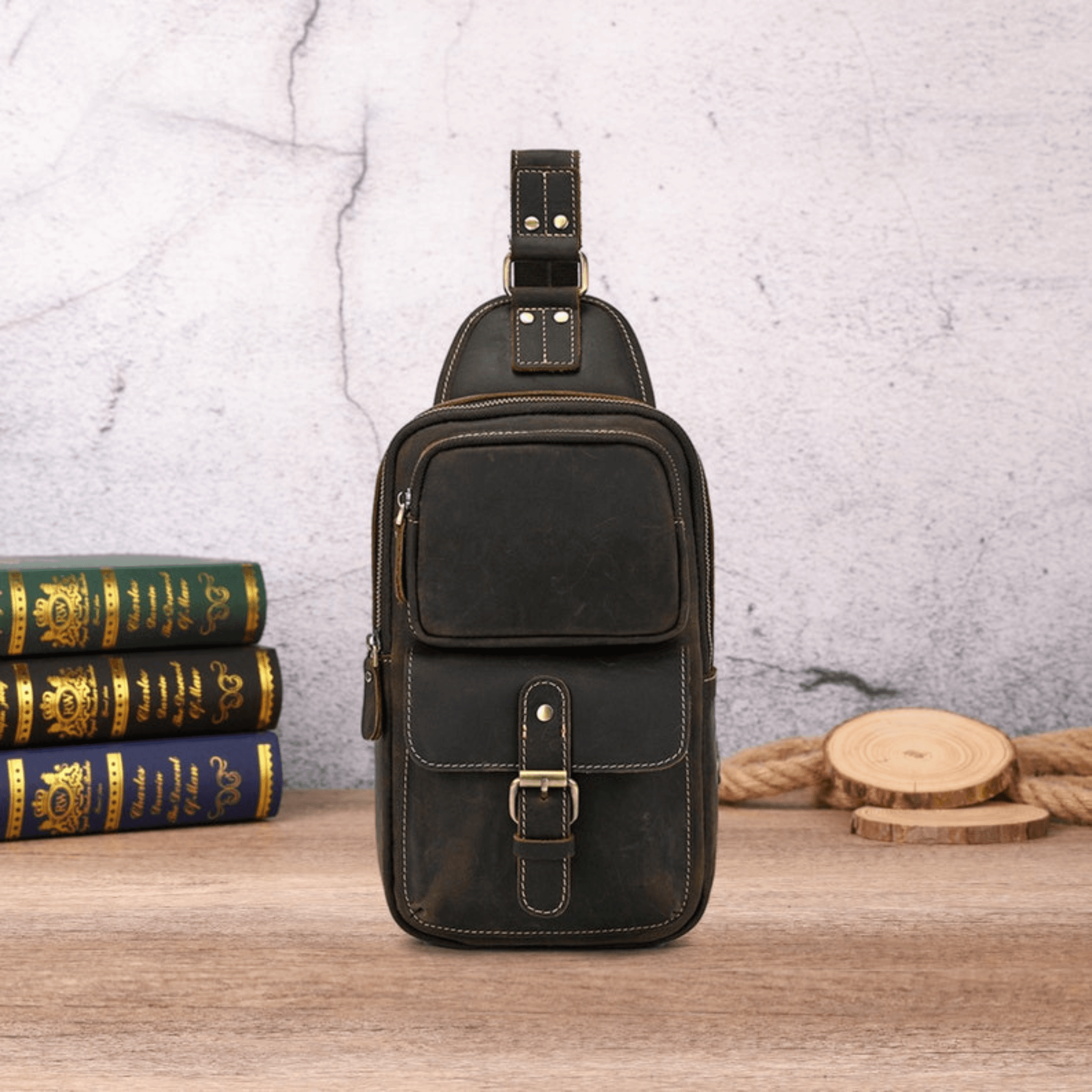 Genuine Leather Sling Backpack Summer look backpack Shoulder Chest Bag Crossbody - Leather Shop Factory