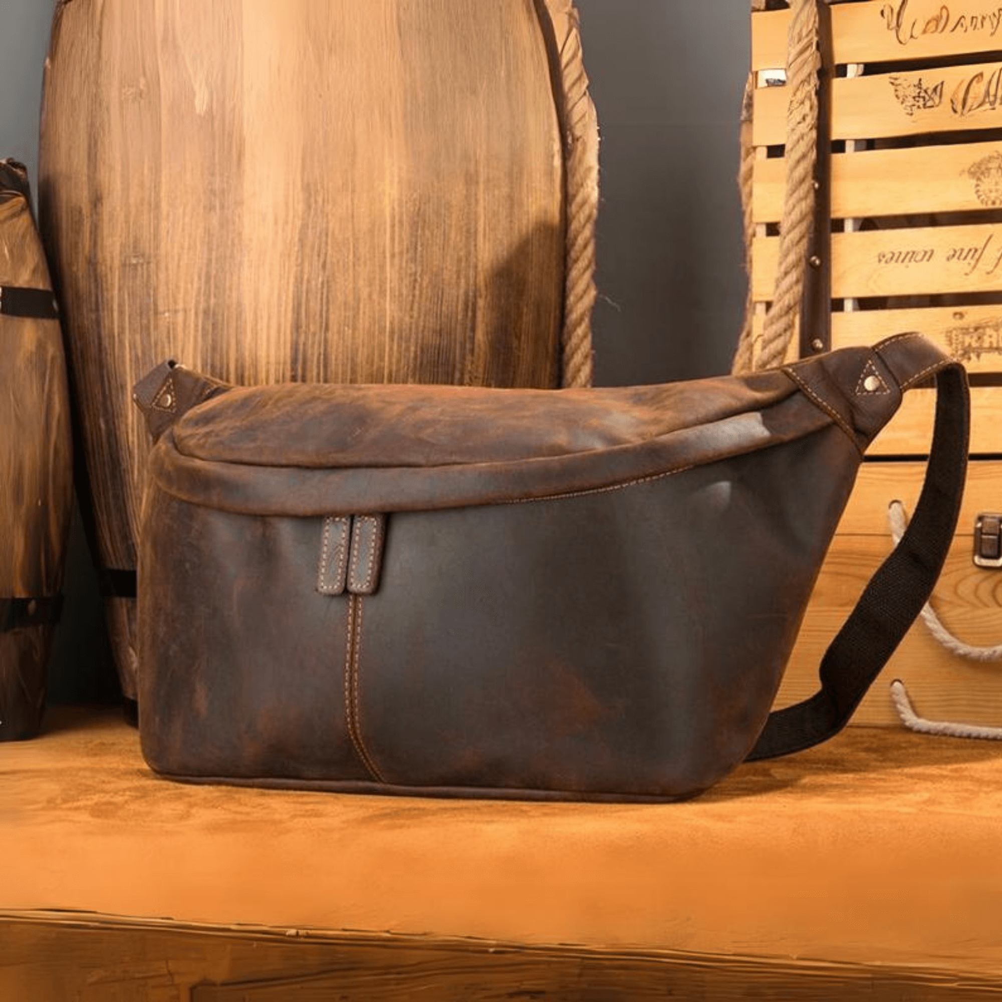 Genuine Leather Crossbody Large Sling Bag - Retro - Leather Shop Factory