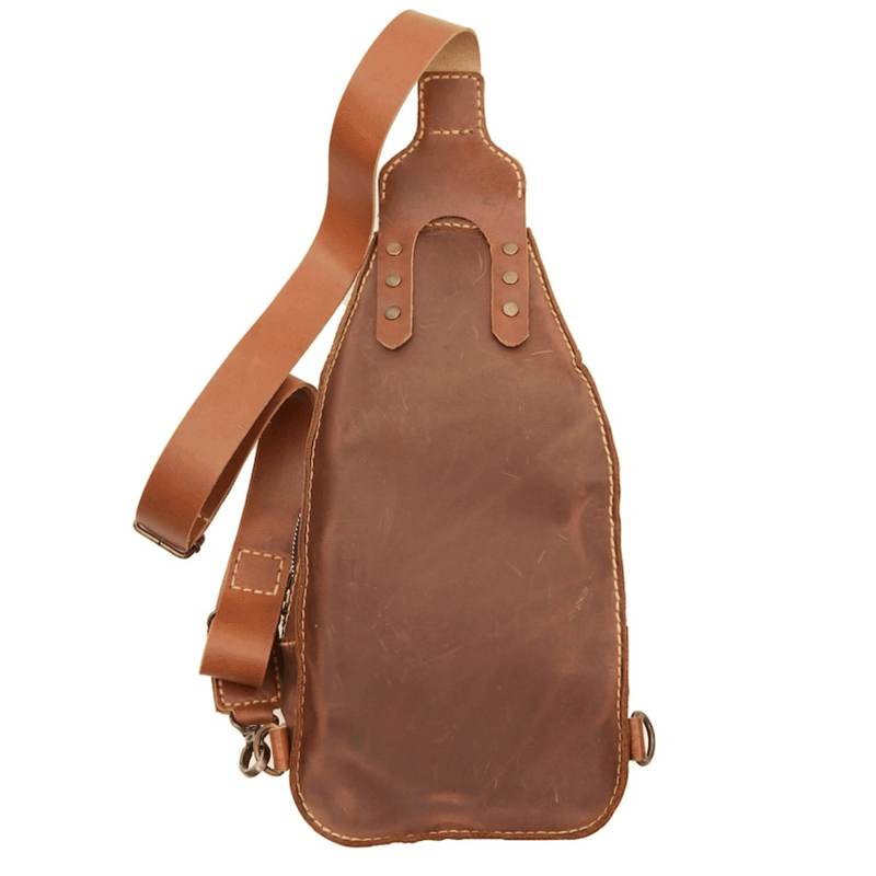 Brown Leather Sling Bag with Fanny Pack Option - Leather Shop Factory