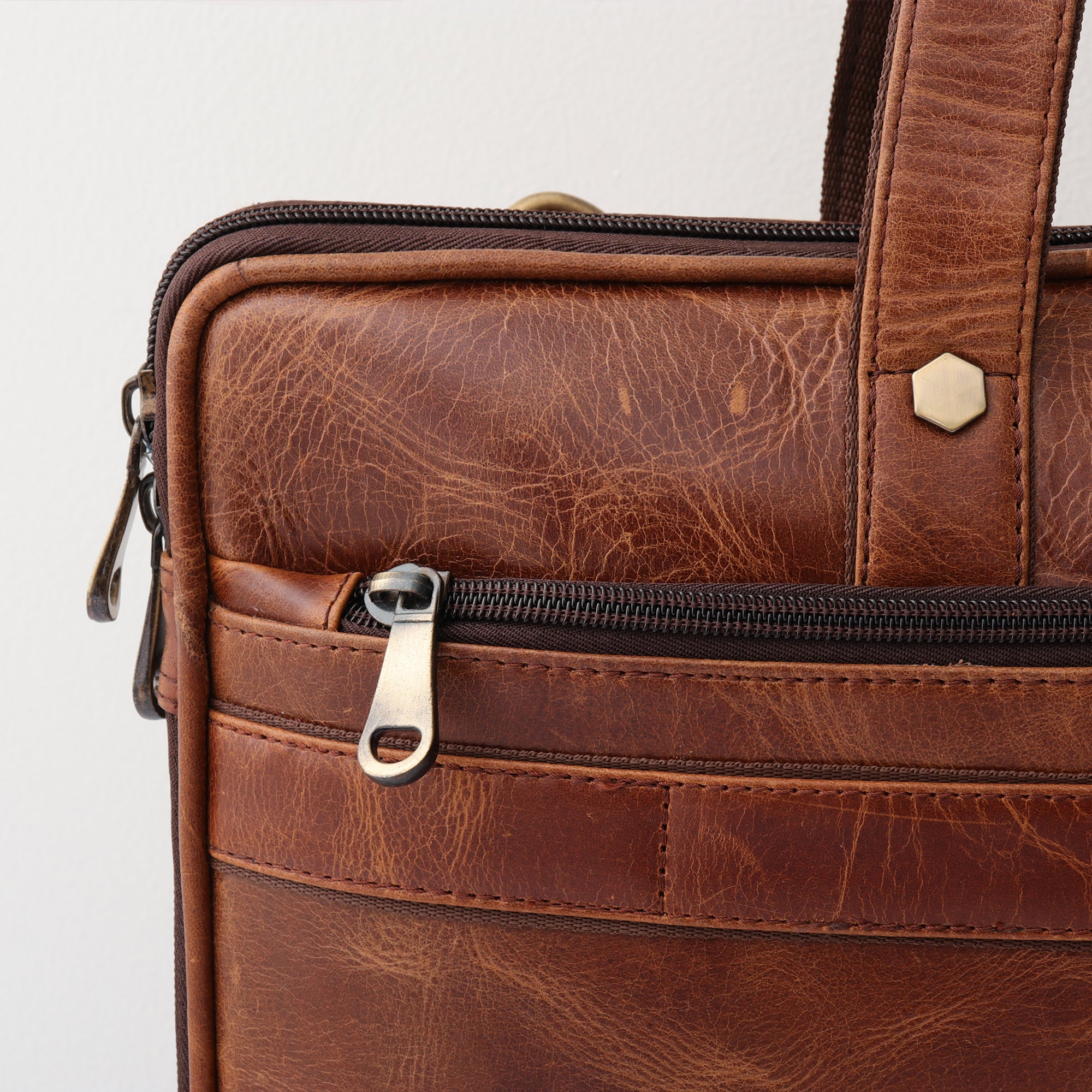 The Heritage Leather Laptop Briefcase - Aged Cognac