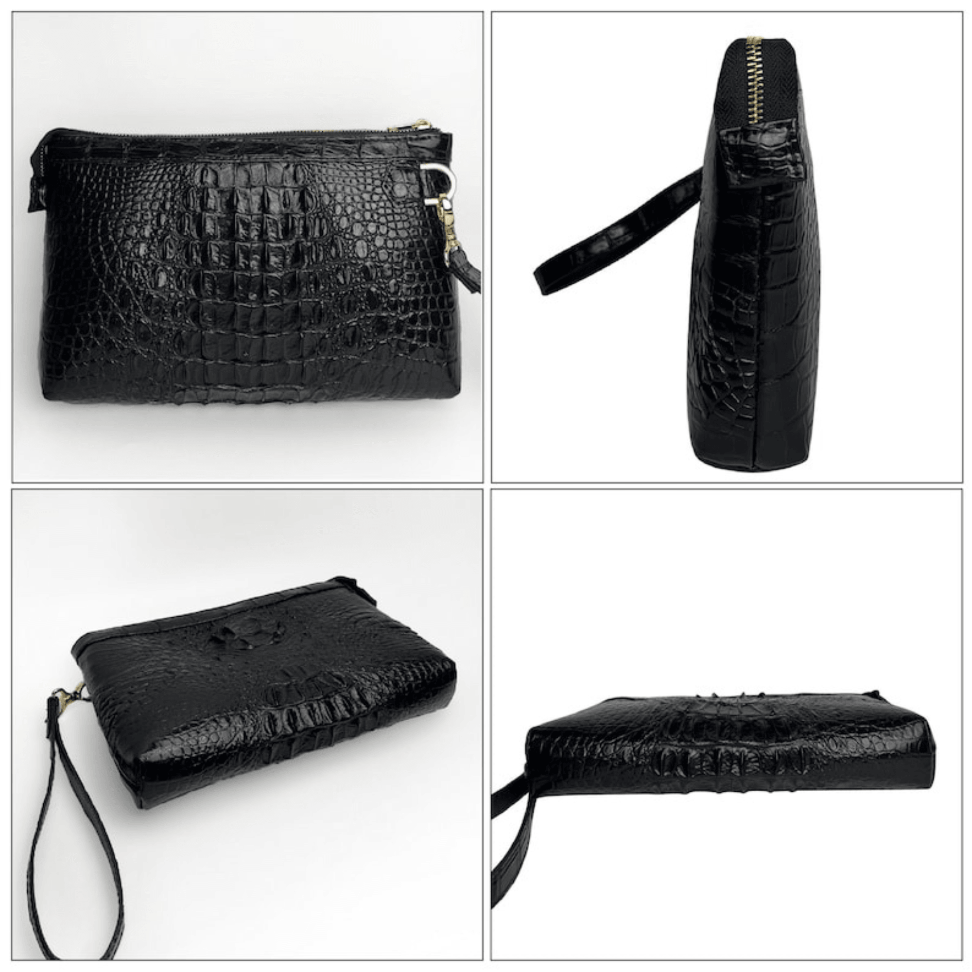 Black Leather Clutch Pouch Bag For Men - Leather Shop Factory